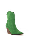 Zen Collection Faux Suede Cowgirl Heeled Boots, Green