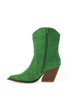Zen Collection Faux Suede Cowgirl Heeled Boots, Green