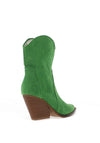Zen Collection Faux Suede Cowgirl Heeled Boots, Green
