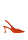 Zen Collection Faux Suede Sling Back Heeled Shoes, Orange
