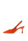 Zen Collection Faux Suede Sling Back Heeled Shoes, Orange