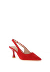 Zen Collection Faux Suede Sling Back Heeled Shoes, Red