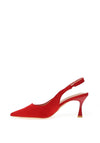 Zen Collection Faux Suede Sling Back Heeled Shoes, Red