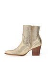 Zen Collection Ankle Metallic Cowgirl Heeled Boots, Gold