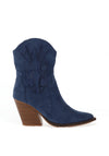 Zen Collection Faux Suede Cowgirl Heeled Boots, Blue