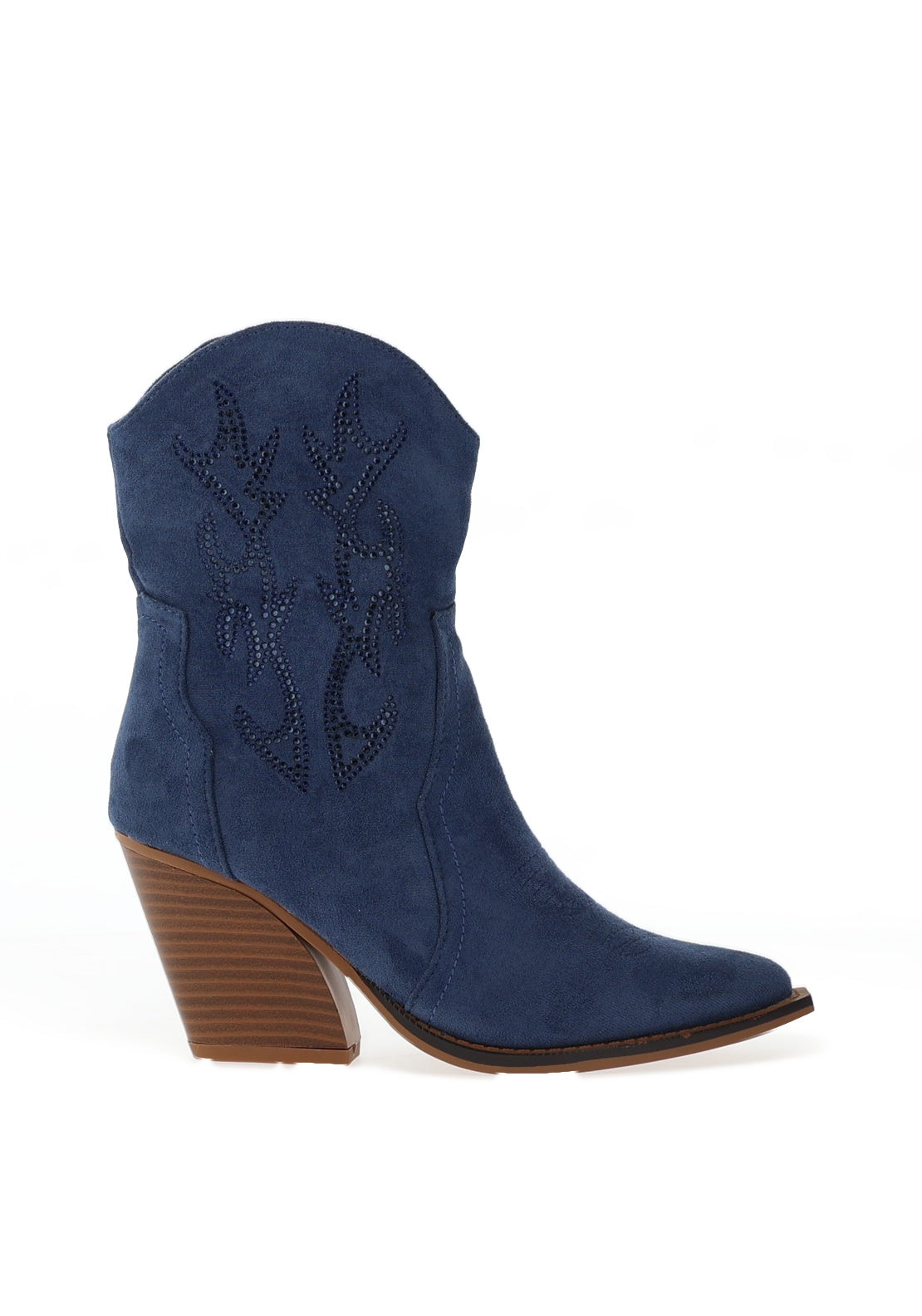 Zen Collection Faux Suede Cowgirl Heeled Boots, Blue