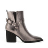 Zen Collection Metallic Perforated Heeled Boots, Grey