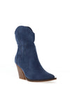 Zen Collection Faux Suede Cowgirl Heeled Boots, Blue