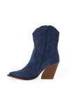 Zen Collection Faux Suede Cowgirl Heeled Boots, Blue