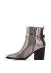 Zen Collection Metallic Perforated Heeled Boots, Grey