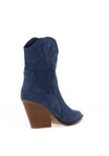 Zen Collection Faux Suede Cowgirl Heeled Boots, Blue
