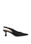 Zen Collection Faux Leather Sling Back Heeled Shoes, Black