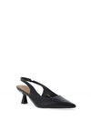 Zen Collection Faux Leather Sling Back Heeled Shoes, Black