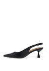 Zen Collection Faux Leather Sling Back Heeled Shoes, Black