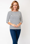 Betty Barclay Striped Round Neck Top, Black