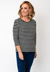 Betty Barcley Striped Textured Top, Black