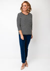 Betty Barcley Striped Textured Top, Black