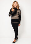 Betty Barclay Striped Knit Cowl Neck Jumper, Black