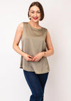 Betty Barclay Satin Sleeveless Top, Khaki