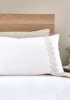Bianca Embroidery Leaf Duvet Cover Set, White and Beige