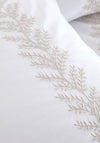 Bianca Embroidery Leaf Duvet Cover Set, White and Beige