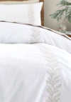 Bianca Embroidery Leaf Duvet Cover Set, White and Beige