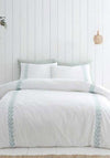 Bianca Embroidery Leaf Duvet Cover Set, White and Green