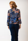 Bianca Brush Floral Print Collared Blouse, Blue Multi