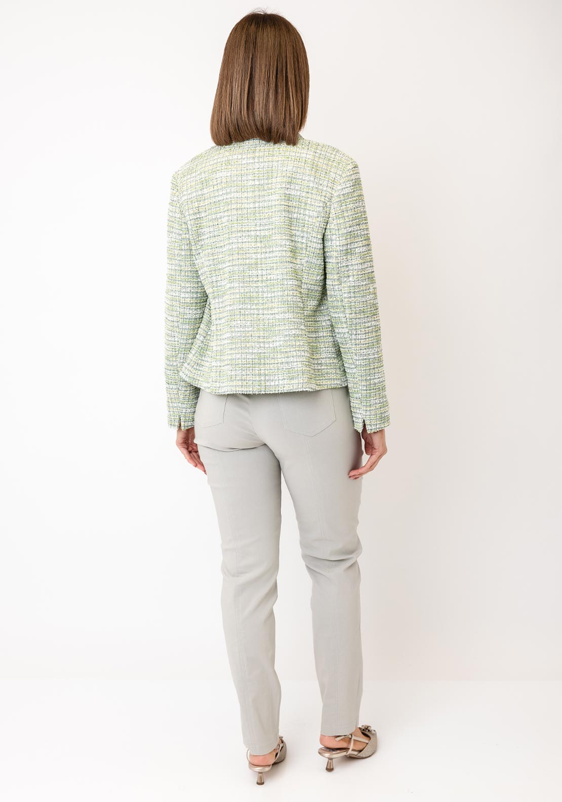 Bianca Tweed Style Button Up Jacket, Green