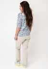 Bianca Geometric Printed V-Neck Top, Blue Multi