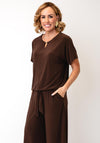 Bianca Sia Keyhole Neck Jersey Top, Brown