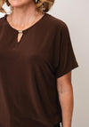 Bianca Sia Keyhole Neck Jersey Top, Brown
