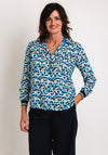 Bianca V-Neck Geo Print Top, Blue