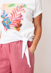 Bianca Julie Topical Print Tie Trim T-Shirt, White
