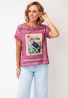 Bianca Vintage Botanical Bird Print T-Shirt, Pink Multi