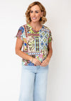 Bianca Julie Multi Print V Neck Top, Multi-Coloured