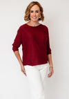 Bianca Lurex Batwing Sleeve Knit Sweater, Dark Red