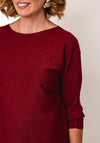 Bianca Lurex Batwing Sleeve Knit Sweater, Dark Red