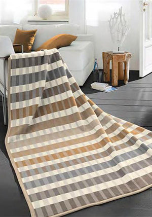 Biederlack Abstract Stipes 150x200cm Throw, Natural & Blue