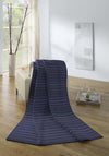 Biederlack Multi Stripe Cotton Home Sofa Blanket, Navy