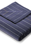 Biederlack Multi Stripe Cotton Home Sofa Blanket, Navy