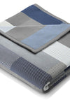 Biederlack Textured Blocks Cotton Home Sofa Blanket, Navy
