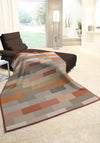 Biederlack Textured Block Cotton Home Sofa Blanket, Terracotta