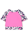 Billieblush Girls Leopard Hearts Sports Tee, Pink