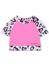 Billieblush Girls Leopard Hearts Sports Tee, Pink