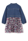 Billieblush Girls Denim and Tulle Long Sleeve Dress, Blue