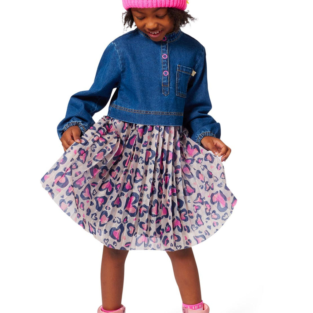 billieblush denim dress Billieblush - Girls Blue Denim Embroidered Dress