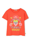 Billieblush Girls Summer Love Sequins Short Sleeve Tee, Orange