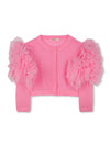Billieblush Girls Tulle Sleeve Knit Cardigan, Pink