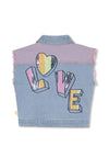 Billieblush Girls Love Denim Sleeveless Vest, Blue